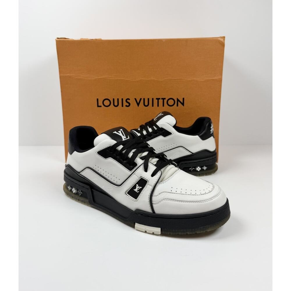 Size 7UK/8US - Louis Vuitton White Black Trainers - Picture 2 of 10